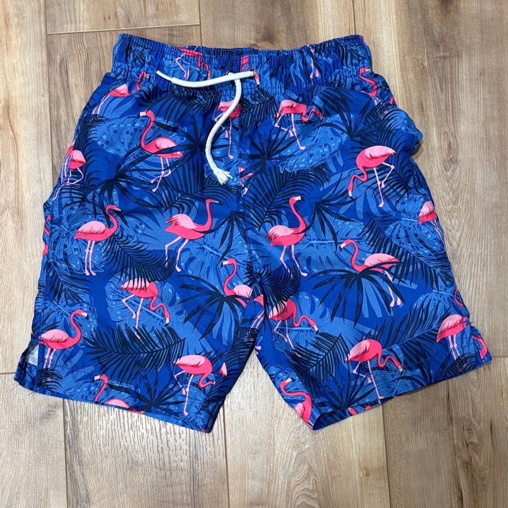 The Children's Place Flamingo Swim Trunks - Blue and Pink